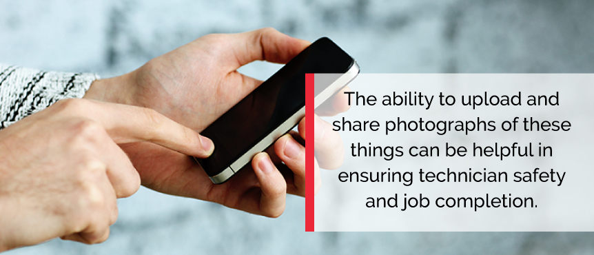 Ensure job quality and safety by uploading important photos for technicians.