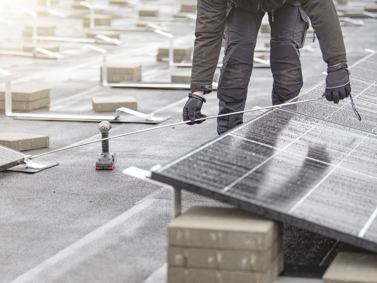 Solar panel installation in progress.